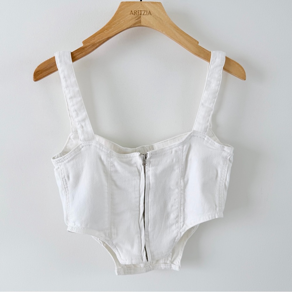 ZARA White Corset Bustier Crop Top Structured Stretch Cotton Size S - Picture 8 of 15